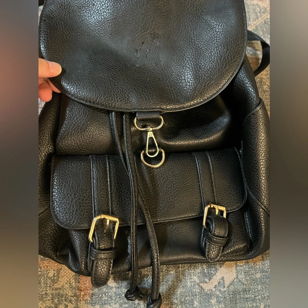 Black Leather Backpack